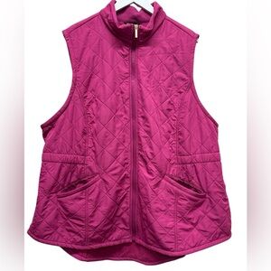 Bit & Bridle Vest Womens 2X Pink Quilted Fleece Lined Zip Pockets Outdoor Riding